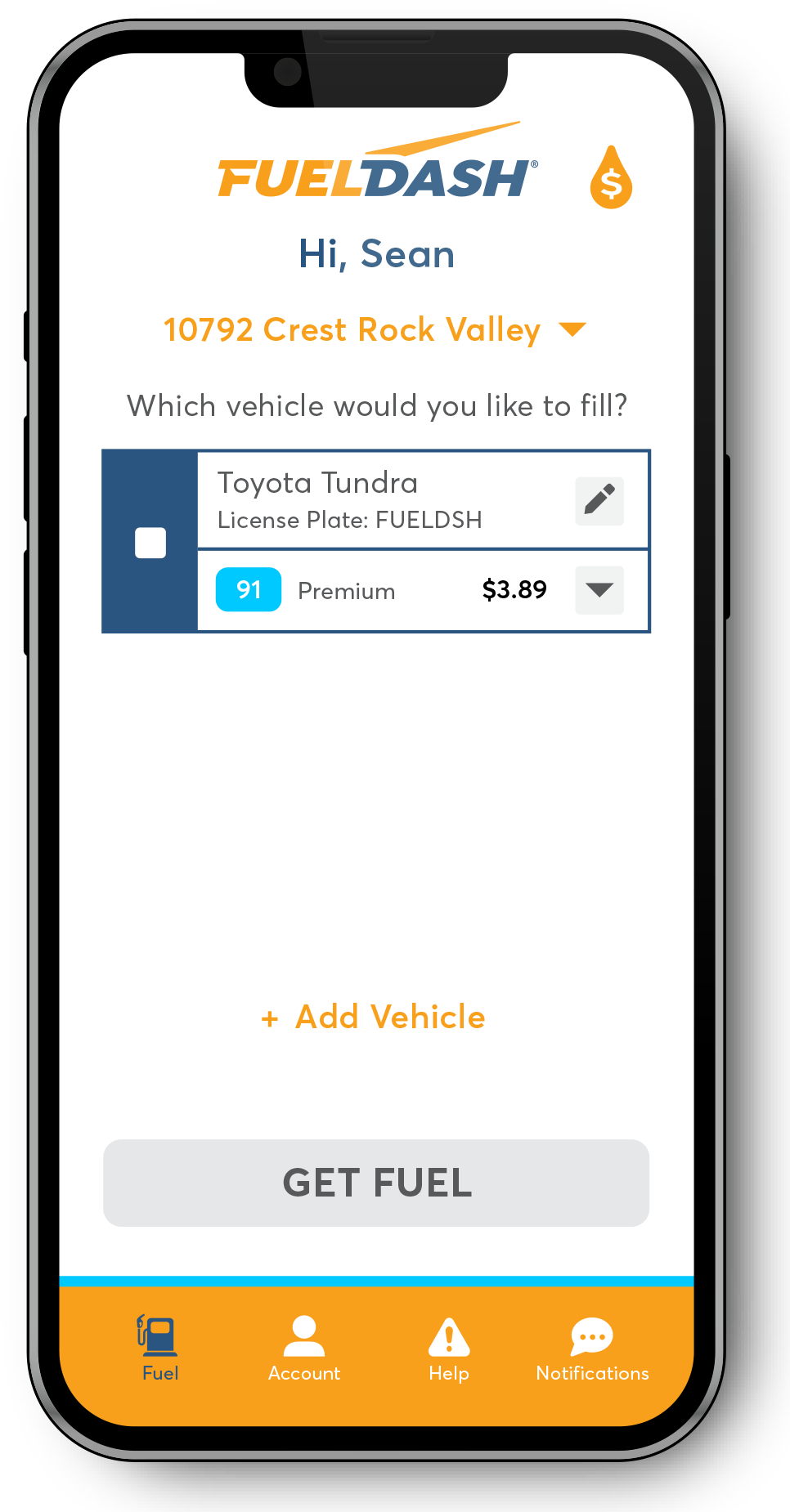 Get Fuel - Mobile App Screen